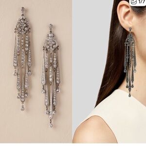Ben-Amun Crystal Chandelier Silver Tone Earrings NEW
